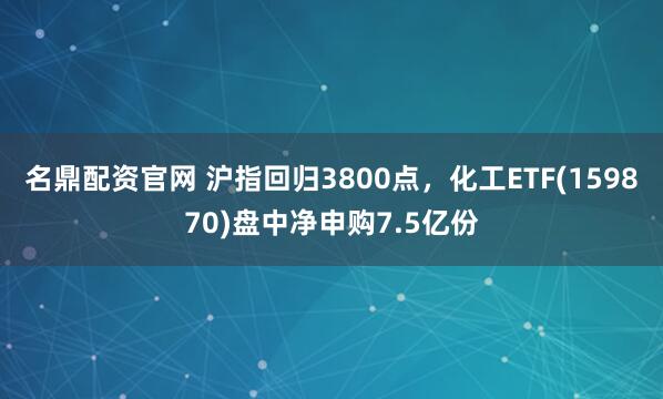 名鼎配资官网 沪指回归3800点，化工ETF(159870)盘中净申购7.5亿份